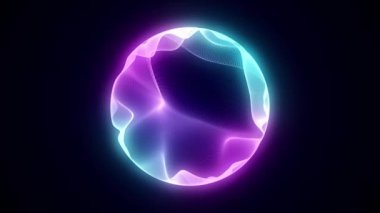 Parçacıklarla bilim kurgu renk küresi. Ağ bağlantısını kavra. Çerçeve küresi. Soyut teknoloji geçmişi. 3d oluşturma.