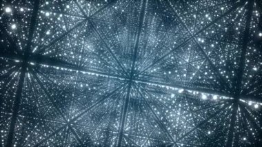 Uzay fütüristik arka planı. Galakside hareket eden parçacıklarla ağ bağlantısı siber uzayı. Büyük veri görselleştirmesi. Soyut siber güvenlik geçmişi. 3B görüntüleme.