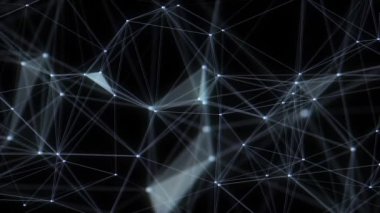 İş için fütüristik fon. Ağ bağlantısı hareketli parçacıklar ile ağ yapısı siber uzayı bozar. Büyük veri görselleştirmesi. Soyut siber güvenlik geçmişi. 3B görüntüleme.