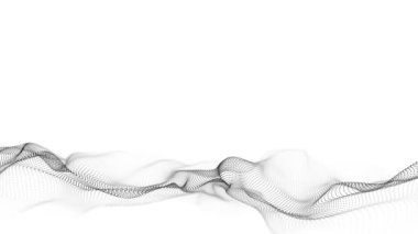 Digital technology white wave. Light cyberspace with motion dots. Futuristic digital background artificial intelligence. Big data analytics. 3d rendering.