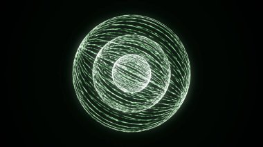 Parçalı bilim kurgu yeşil küre. Ağ bağlantısını kavra. Çerçeve küresi. Soyut teknoloji geçmişi. 3d oluşturma.