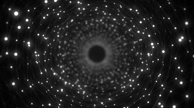 Soyut bilim kurgu kara tüneli. Solucan deliği siber uzayı emer. Üç boyutlu portal. Gelecekçi fantezi yüksek teknoloji hunisi. 3d oluşturma.