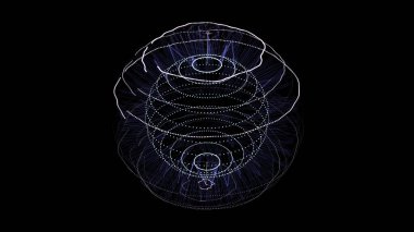 Parçacıkları ve çizgileri olan vektör bilimkurgu mavi küresi. Ağ bağlantısını kavra. Çerçeve küresi. Soyut teknoloji arkaplanı.