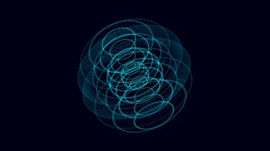 Parçacıkları ve çizgileri olan vektör bilimkurgu mavi küresi. Ağ bağlantısını kavra. Çerçeve küresi. Soyut teknoloji arkaplanı.