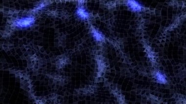 Üst görüşlü dijital teknoloji dalgası. Mavi noktalı ve çizgili karanlık siber uzay. Fütürist dijital arka plan. Büyük veri analizleri. 3d oluşturma.
