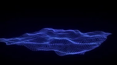 Dijital teknoloji dalgası. Mavi noktalı ve çizgili karanlık siber uzay. Fütürist dijital arka plan. Büyük veri analizleri. 3d oluşturma.