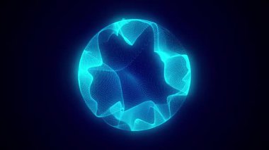 Parçalı bilim kurgu mavi küre. Ağ bağlantısını kavra. Çerçeve küresi. Soyut teknoloji geçmişi. 3d oluşturma.