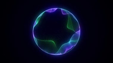 Parçacıklarla bilim kurgu renk küresi. Ağ bağlantısını kavra. Çerçeve küresi. Soyut teknoloji geçmişi. 3d oluşturma.