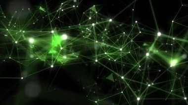 İş için fütüristik fon. Hareket eden parçacıklarla ağ bağlantısı siber uzayı. Büyük veri görselleştirmesi. Soyut siber güvenlik geçmişi. 3B görüntüleme.