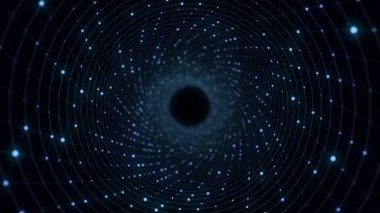 Soyut bilim kurgu mavi tünel. Solucan deliği siber uzayı emer. Üç boyutlu portal. Gelecekçi fantezi yüksek teknoloji hunisi. 3d oluşturma.