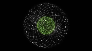 Parçacıklarla bilim kurgu renk küresi. Ağ bağlantısını kavra. Çerçeve küresi. Soyut teknoloji geçmişi. 3d oluşturma.