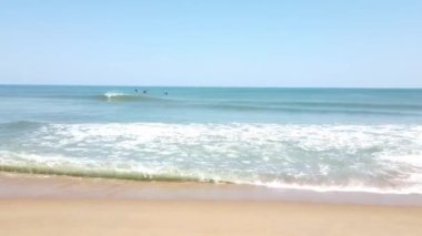 Three Birds Flying Over the Ocean waves Sunny Day. High quality 4k footage