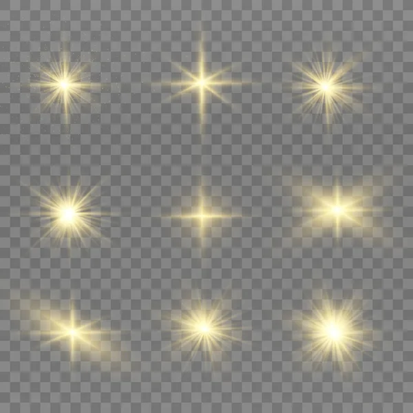Las Chispas Polvo Las Estrellas Doradas Brillan Con Una Luz — Vector de stock