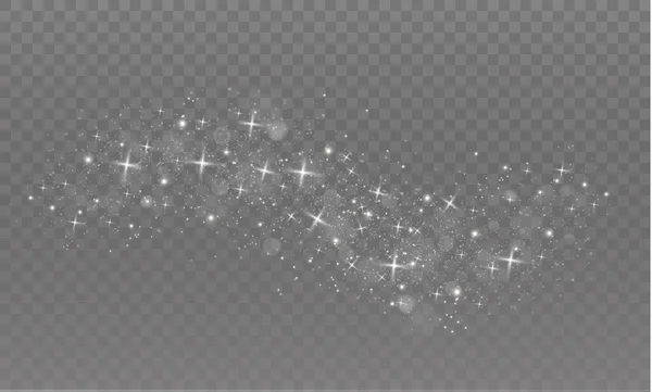 Les Étincelles Poussière Blanche Les Étoiles Dorées Brillent Avec Une — Image vectorielle