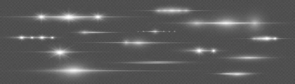 Горизонтальные Лучи Света Красивые Световые Отражения Светящиеся Полосы Светлом Фоне — стоковый вектор