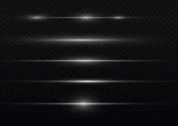 Vodorovné Paprsky Světla Krásné Odrazy Světla Zářící Pruhy Světlém Pozadí — Stockový vektor