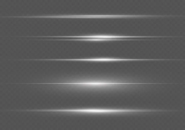 Horizontale Lichtstralen Mooie Lichtreflecties Gloeiende Strepen Een Lichte Achtergrond Gloeiende — Stockvector