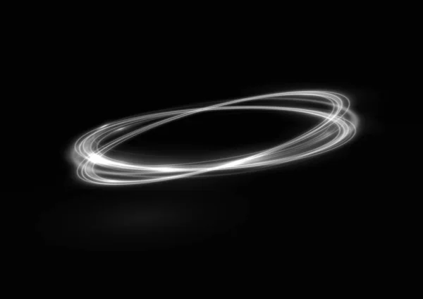 光沢のある線効果ベクトルの背景を光る 速度の明るい白い線 光輝く火花効果 ライトトレイル波 火のパストレースラインと白熱曲線のねじれ 明るい白色の円 — ストックベクタ