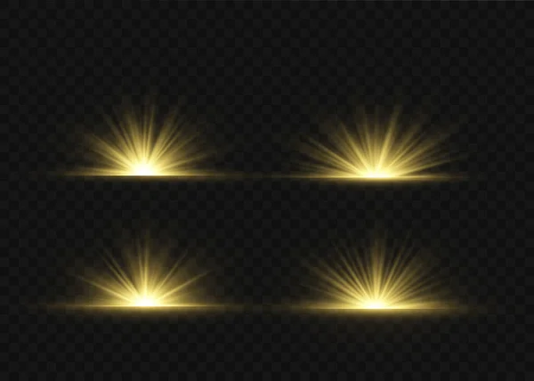Luce Brillare Effetto Speciale Con Raggi Luce Scintille Magiche Set — Vettoriale Stock