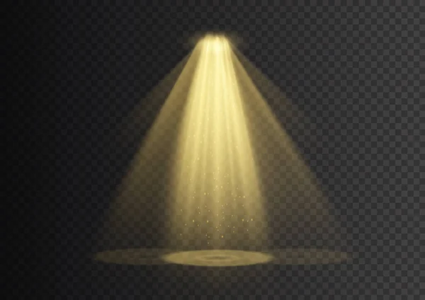 Holofotes Vetoriais Cor Amarela Efeito Luz Brilhando Efeito Luz Espumante — Vetor de Stock