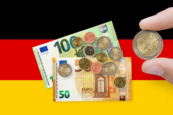 Moneda Unión Europea Sobre Alemania Bandera Eur Moneda Oficial Unión — Foto de Stock