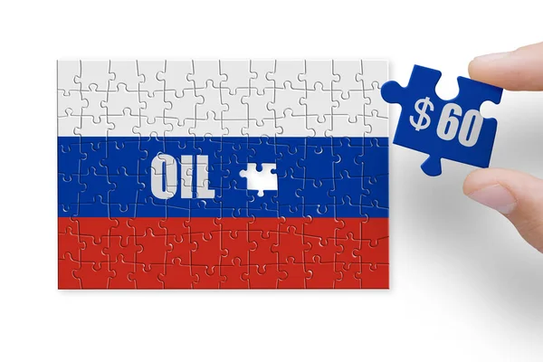 Puzzle Aus Russland Flagge Sanktionen Und Embargo Wegen Des Russischen — Stockfoto