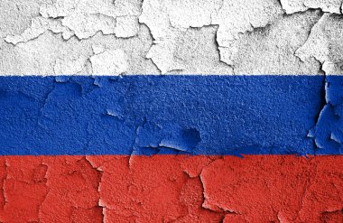 Flag of Russia painted on a wall 