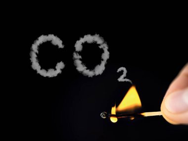 Kelime CO2 ve küresel ısınma kavramı. Doğal afetler ve felaketler var. Ekolojik sorunlar. CO2 ve sera gazı emisyonları