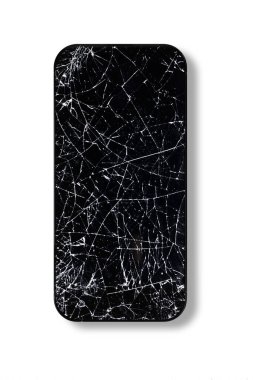 Kırık ekranlı siyah dokunmatik ekran telefon