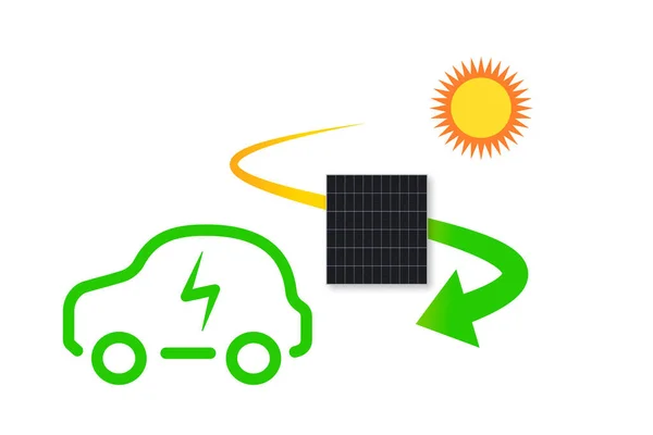 Co2の煙のない電気自動車 緑と持続可能なエネルギーとエコパワー — ストック写真