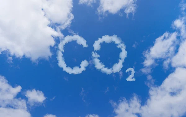 Kelime Karbondioksitli Mavi Gökyüzü Küresel Isınma Kavramı Doğal Afetler Felaketler — Stok fotoğraf