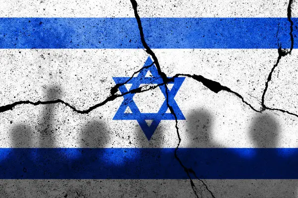 Прапори Ізраїлю Намальовані Бетонній Стіні Солдатами Тіні Газа Хамас Ізраїльський Ліцензійні Стокові Фото