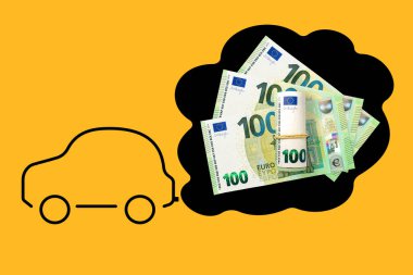 Karbondioksit salınımı vergisi. Arabalar CO2 dumanını tüketir. Gelecek için yeşil ve sürdürülebilir enerji ve ekolojik güç 