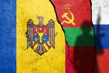 Moldova ve Transnistria, Rusya bayrakları beton bir duvara asker gölgesi ile boyanmış