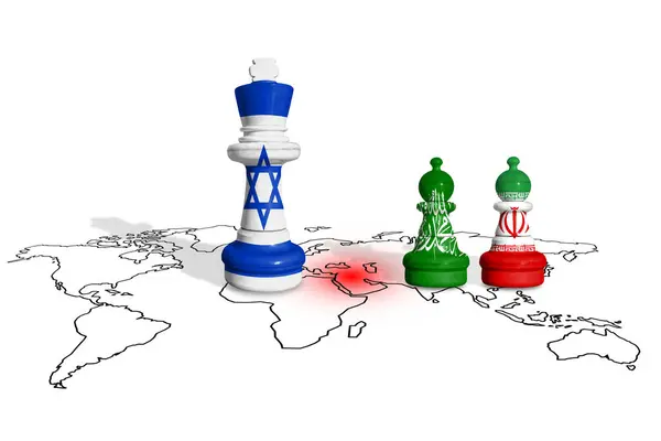 stock image Chess made from Israel, Hamas and Iran flags 