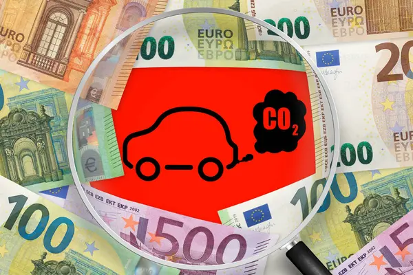 Araba CO2 dumanını söndürüyor. CO2 emisyonları için vergiler