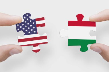 Amerika Birleşik Devletleri ve Macaristan bayraklarından yapboz