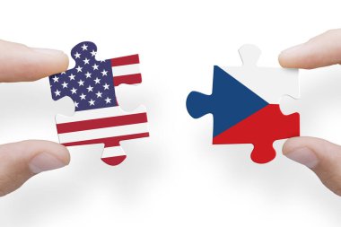 Amerika Birleşik Devletleri ve Çek Cumhuriyeti bayraklarından yapboz
