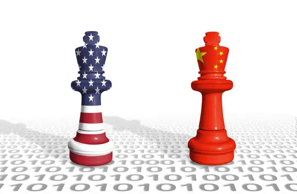 Satranç ABD ve Çin bayraklarından yapılmıştır. Çin ve ABD yapay zeka veya yapay zeka yarışmaları