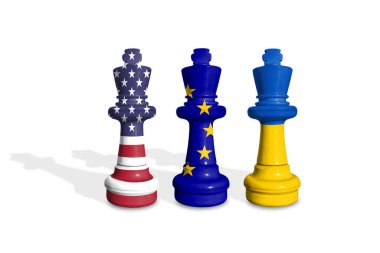 Satranç ABD, Ukrayna ve Avrupa Birliği bayraklarından yapıldı