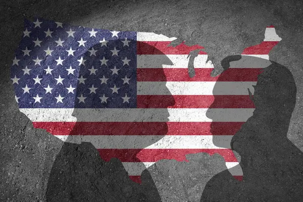 Beton bir duvarda Amerika Birleşik Devletleri bayrağı 