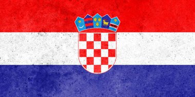 Beton duvara Hırvatistan bayrağı boyanmış