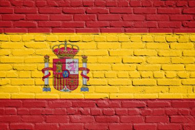Tuğla duvarda İspanya bayrağı