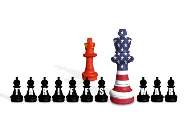 Satranç AB ve ABD bayraklarından yapıldı. Avrupa Birliği ve ABD gümrük vergileri, ticaret savaşı