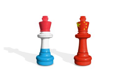 Satranç, Lüksemburg ve Çin bayraklarından yapılmıştır. Ticaret, görev, gümrük ve gümrük vergisi savaşı