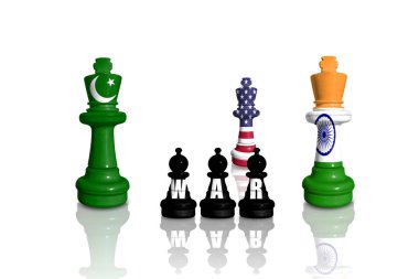 Satranç Pakistan, Hindistan ve ABD bayraklarından yapıldı