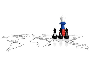 Rusya bayrağından yapılmış bir satranç.