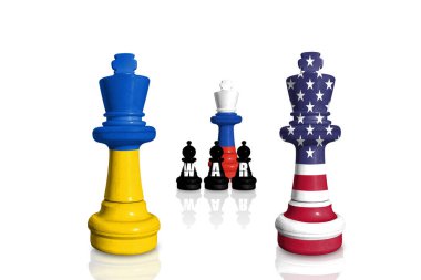 Satranç Ukrayna, ABD ve Rusya bayraklarından yapıldı