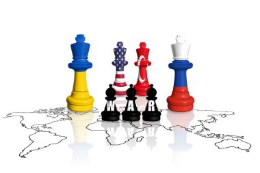 Satranç Ukrayna, ABD, Türkiye ve Rusya bayraklarından yapıldı. Barış görüşmeleri