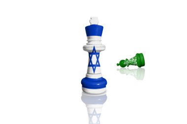 İsrail ve Hamas bayraklarından yapılmış satranç 
